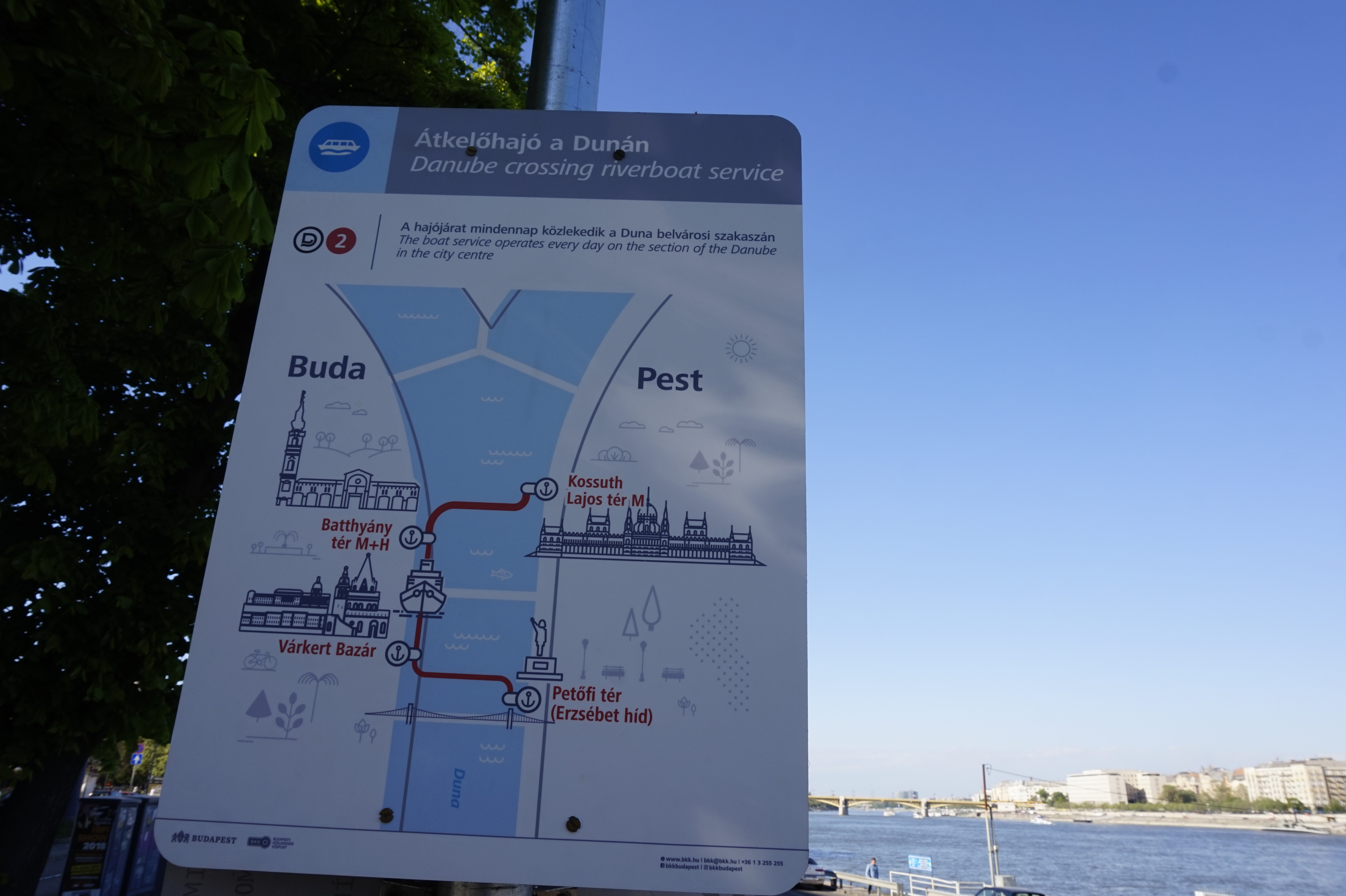 A sign showing the Daube crossing riverboat service