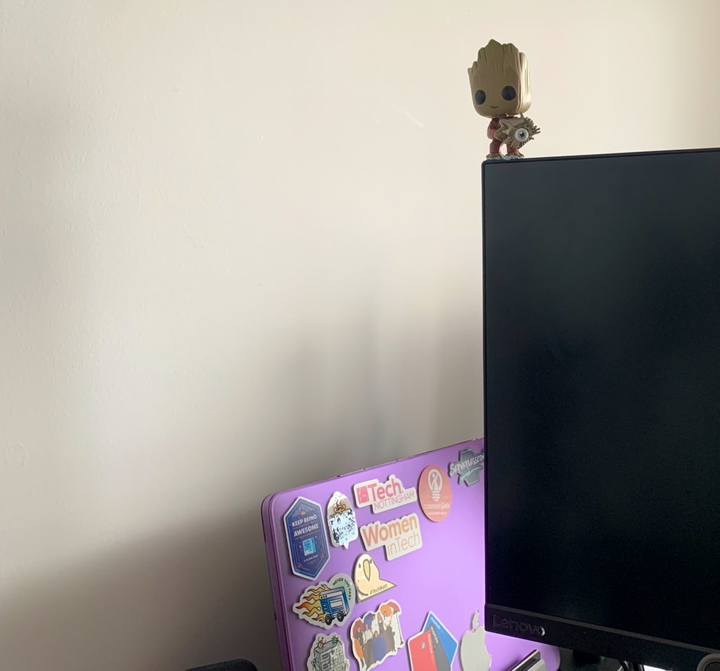 My desk with Groot