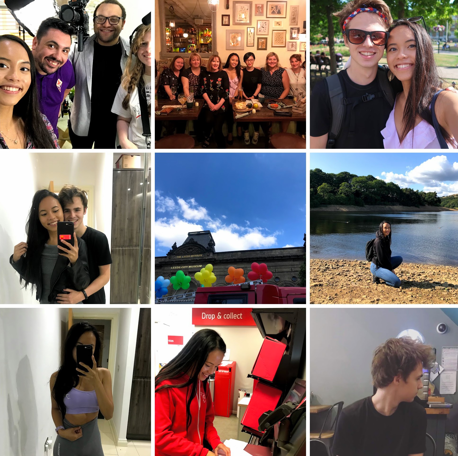 From left to right: Filming for BBC Bitesize, Women in Tech meet-up, M & I (x2), Leeds Pride, Damflask Reservoir, Selfie before the gym, sending stickers, Breakfast w/ M.