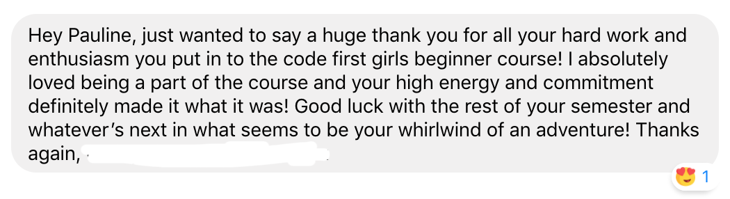A student from the CFG course sent me this sweet message 🤗